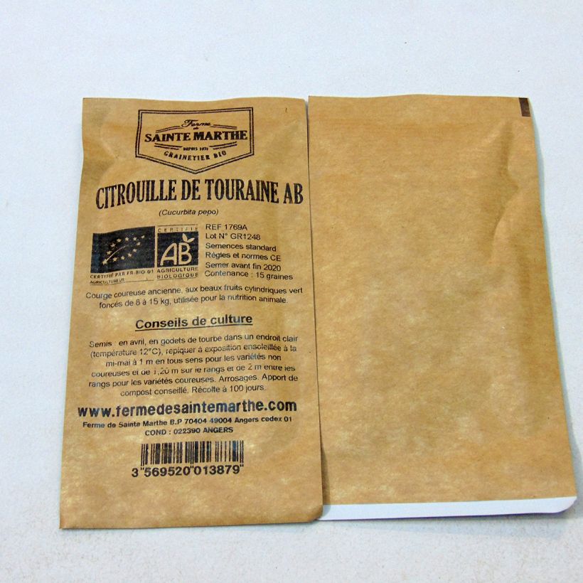 Example of Courge Citrouille de Touraine Bio - Ferme de Sainte Marthe le sachet de 15 graines environ (6g) as you get