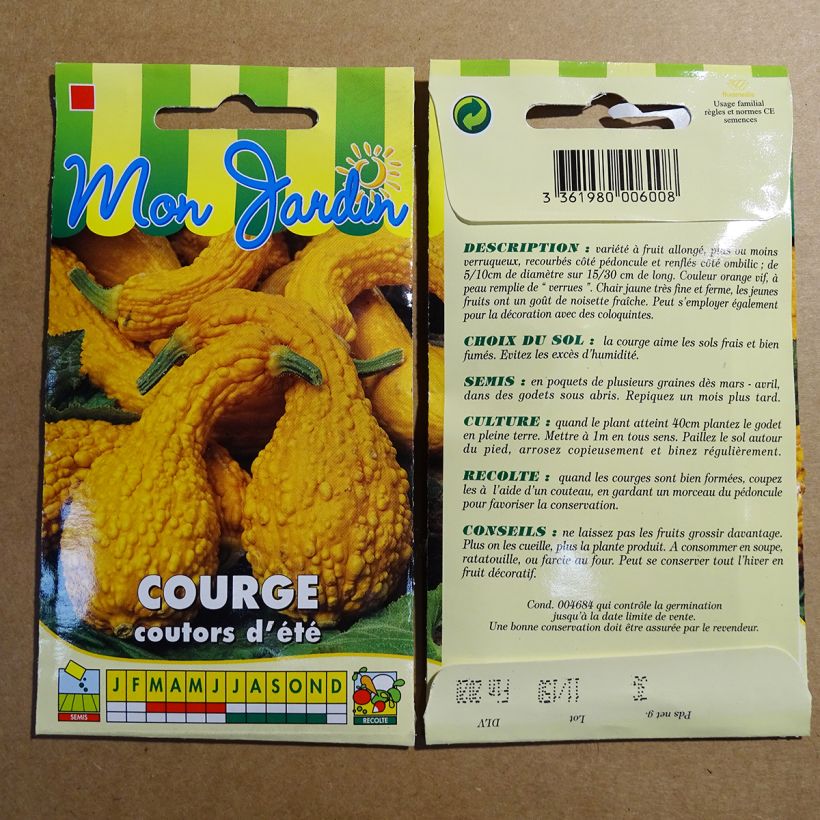 Exemple de spécimen de Courge Cou Tors - Cucurbita pepo le sachet de 18 graines environ (3g) tel que livré