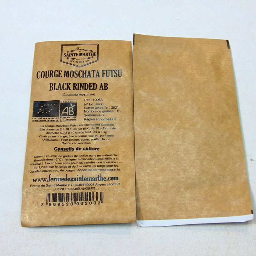 Example of Courge Moschata Futsu Black Rinded Bio - Ferme de Sainte Marthe le sachet de 20 graines environ (1g) as you get