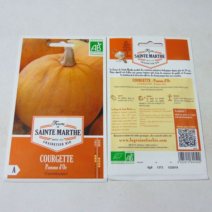 Example of Courge Pomme d'Or Bio - Ferme de Sainte Marthe le sachet de 10 graines environ as you get