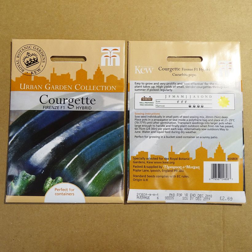 Exemple de spécimen de Courgette Firenze le sachet de 6 graines environ tel que livré