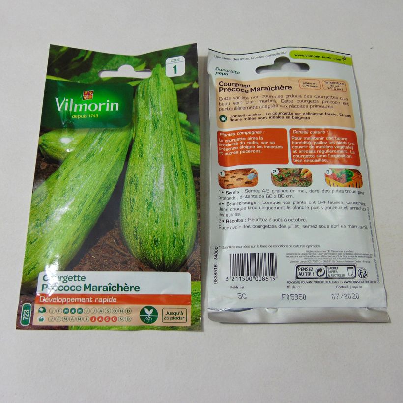 Exemple de spécimen de Courgette précoce maraîchère - Vilmorin le sachet de 50 graines environ (5g) tel que livré