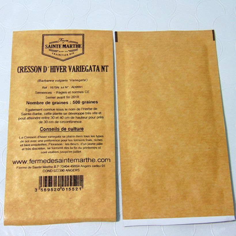 Exemple de spécimen de Cresson d'Hiver Variegata NT - Ferme de Sainte Marthe le sachet de 500 graines environ tel que livré