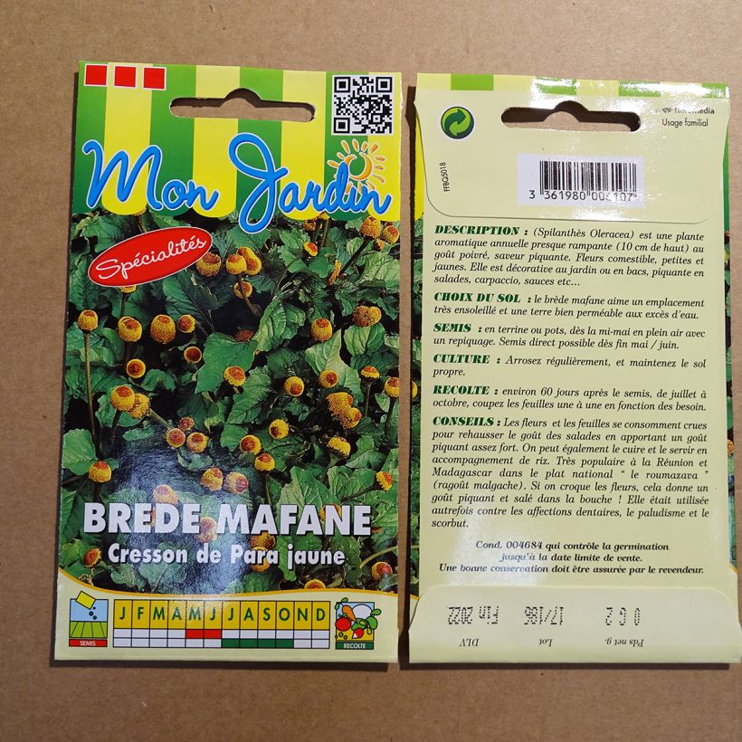 Example of Cresson de Para jaune - Bredy Mafana - Spilanthes oleracea le sachet de 600 graines environ (0,2g) as you get