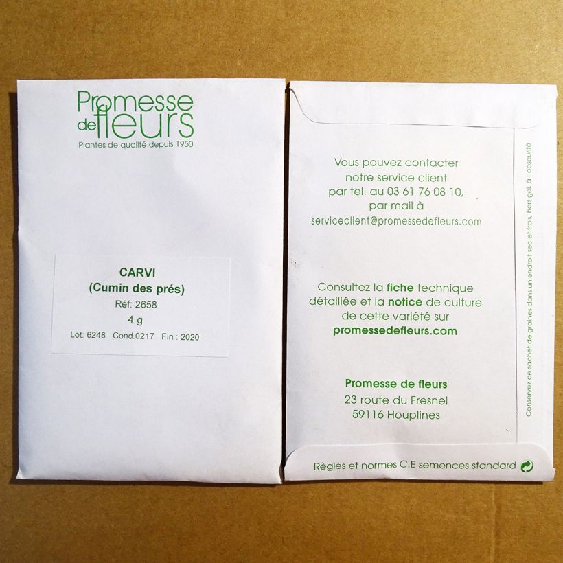 Exemple de spécimen de Cumin des prés ou Carvi - graines le sachet de 1250 graines environ (minimum 4g) tel que livré