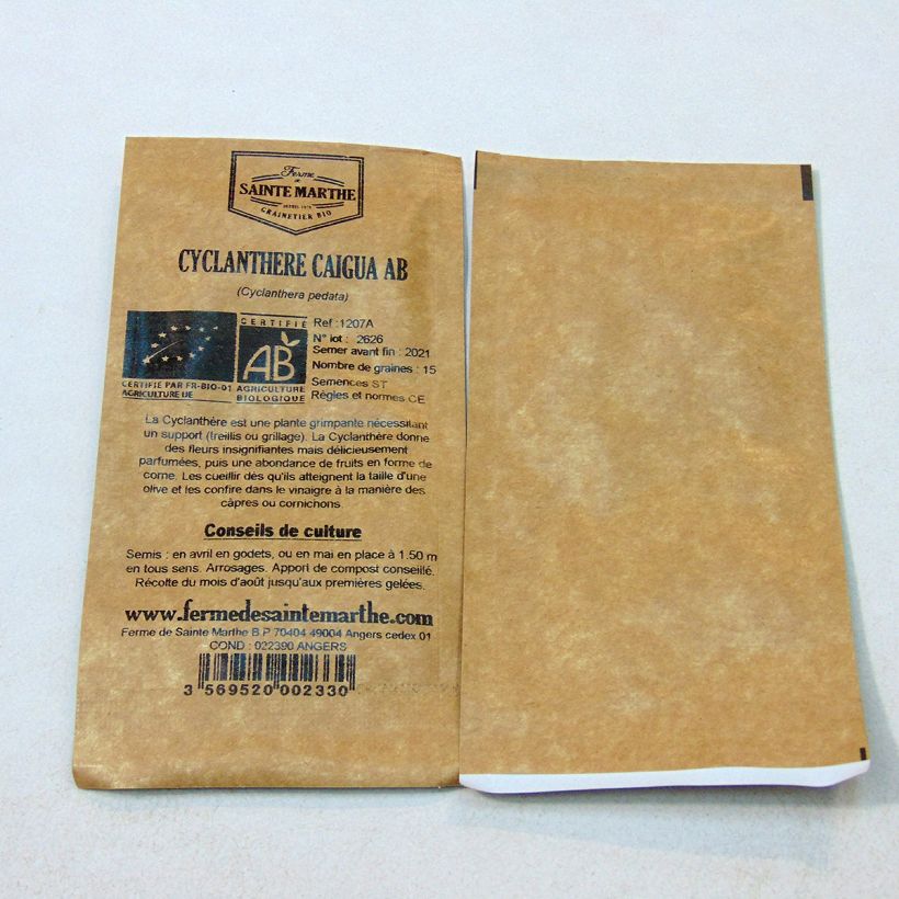 Exemple de spécimen de Cyclanthere Caigua Bio - Ferme de Sainte Marthe le sachet de 15 graines environ (1g) tel que livré