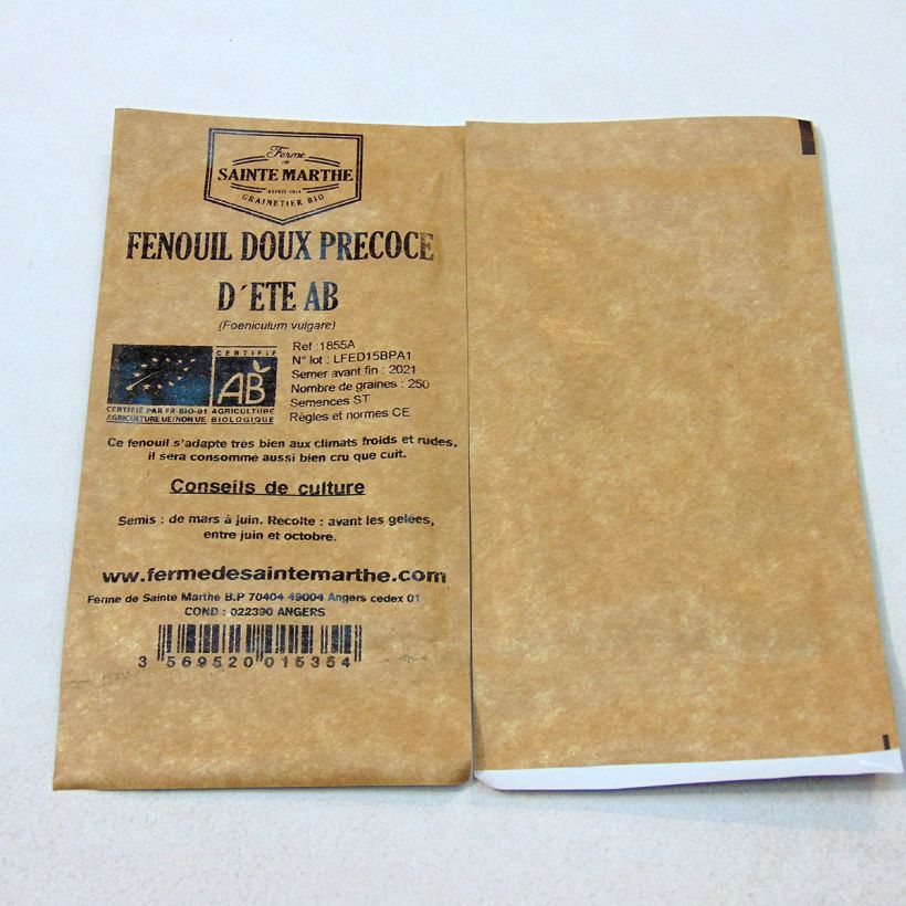 Example of Fenouil Doux Précoce d'Eté Bio - Ferme de Sainte Marthe le sachet de 250 graines environ (1g) as you get
