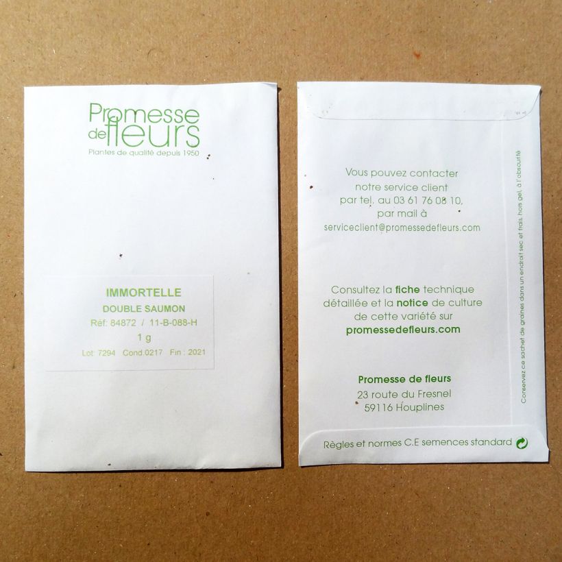 Example of Graines d'Immortelle à bractées monstrueuse double saumon le sachet de +/- 500 graines environ (minimum 0,4g) as you get