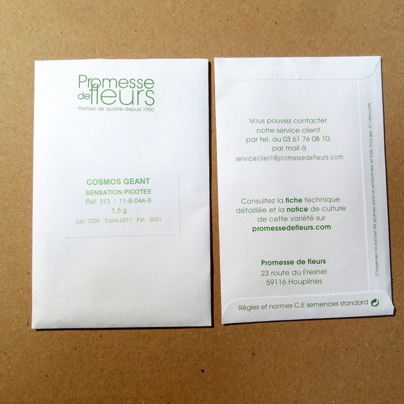 Example of Graines de Cosmos Sensation Picotee - Cosmos bipinnatus le sachet de +/- 200 graines environ (minimum 1,5g) as you get