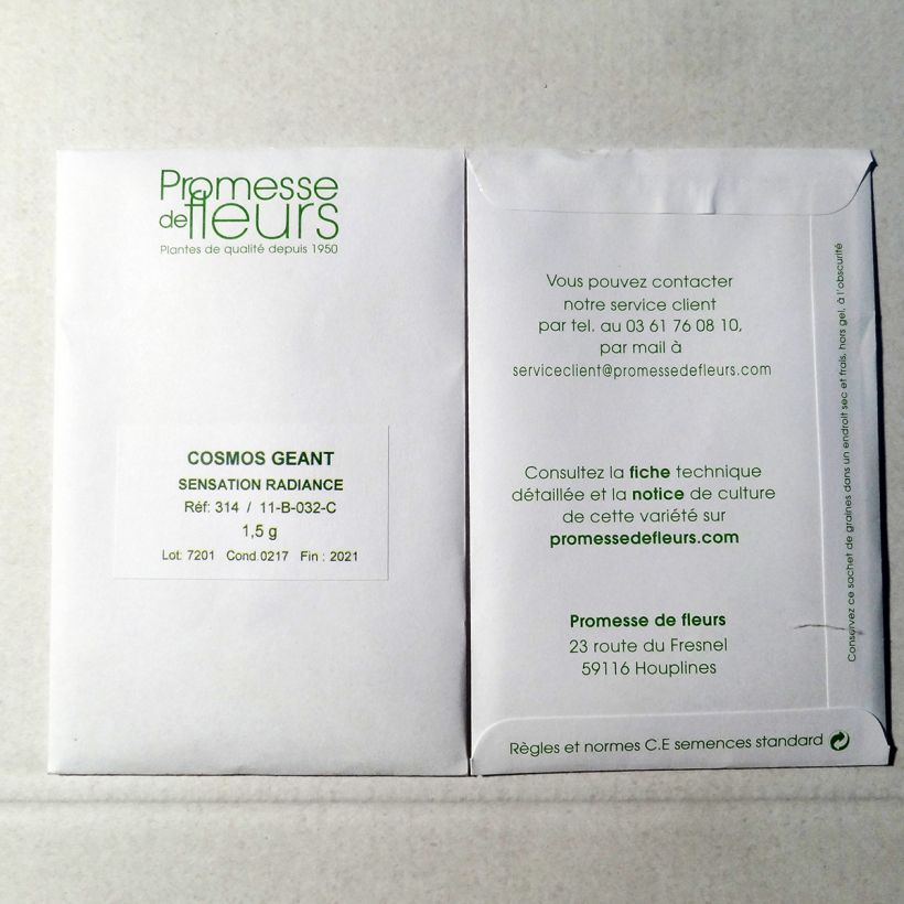 Example of Graines de Cosmos Sensation Radiance - Cosmos bipinnatus le sachet de +/- 200 graines environ (minimum 1,5g) as you get