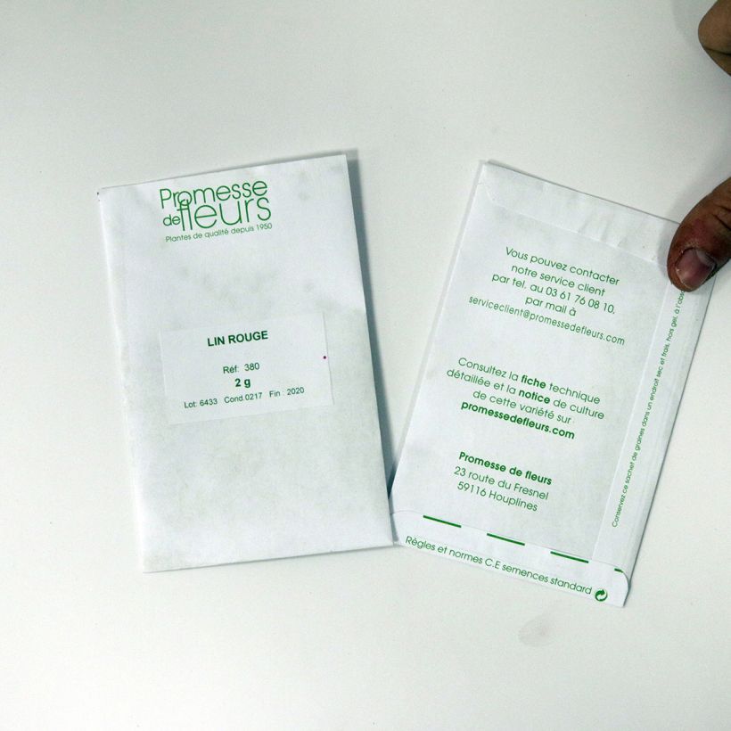Exemple de spécimen de Graines de Lin rouge - Linum grandiflorum Rubrum le sachet de +/- 600 graines environ (minimum 2g) tel que livré