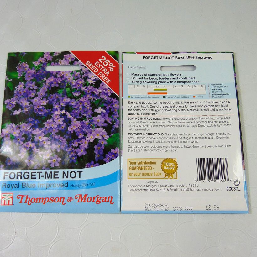 Exemple de spécimen de Graines de Myosotis Royal Blue Forget-me-not le sachet de +/- 550 graines environ (minimum 0,4g) tel que livré