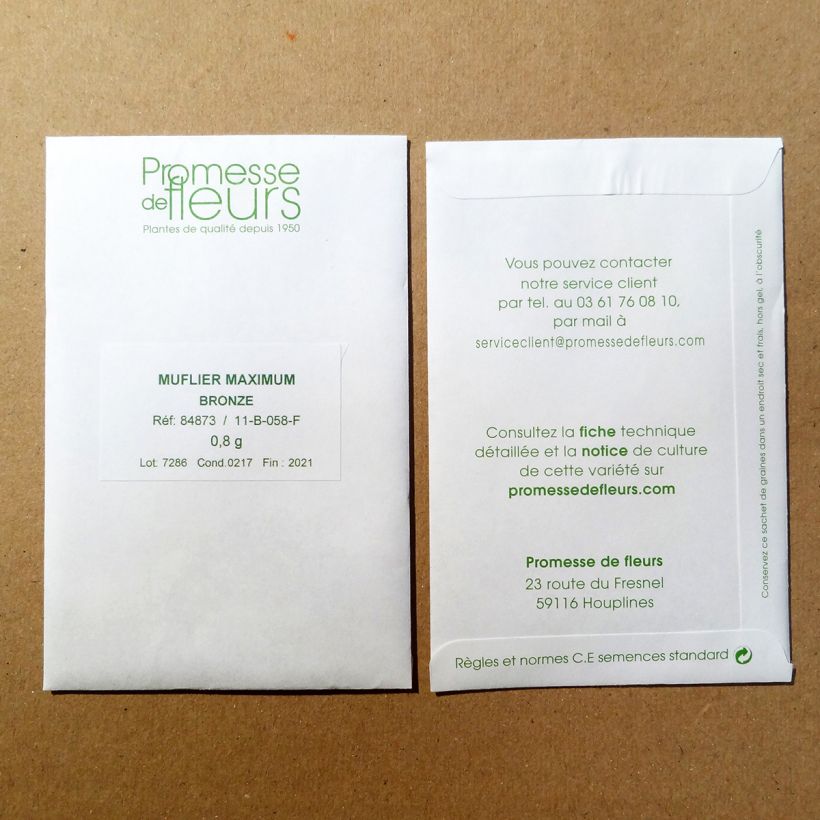 Exemple de spécimen de Graines de Muflier Maximum Bronze - Antirrhinum majus le sachet de +/- 2550 graines environ (minimum 0,4g) tel que livré