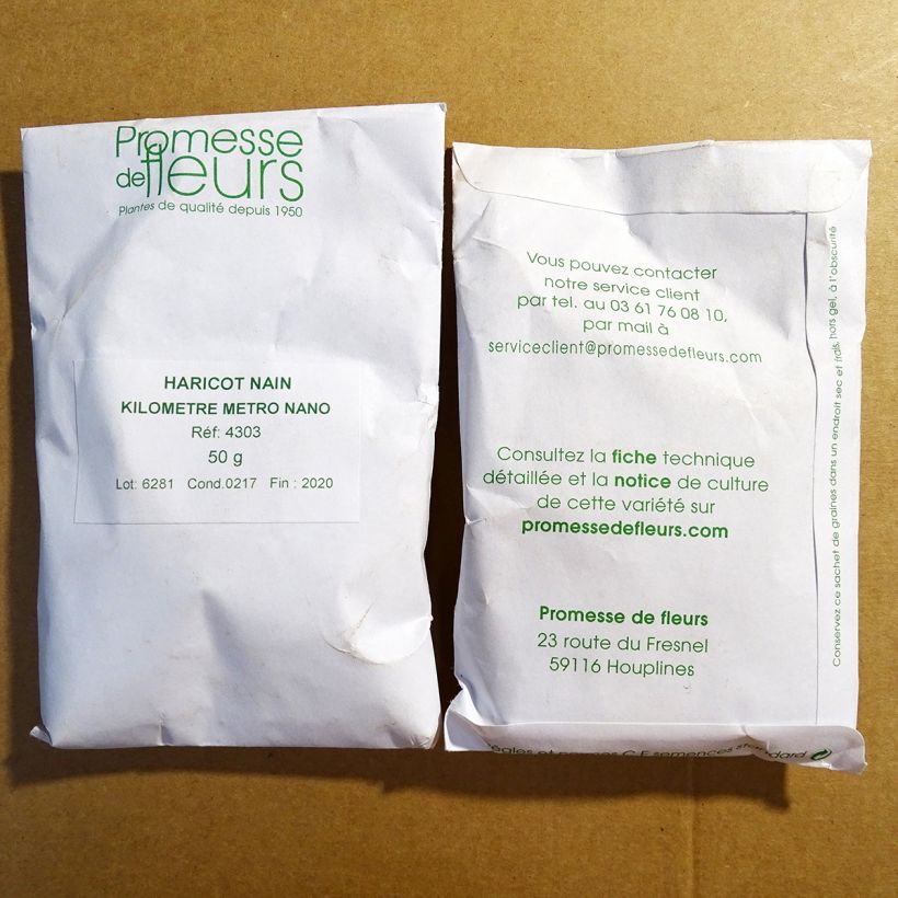 Exemple de spécimen de Haricot Kilomètre (Kouseband) nain - Metro nano le sachet de 300 graines environ (minimum 50g) tel que livré