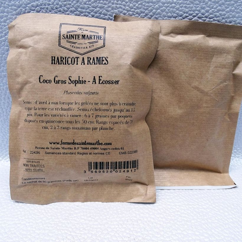 Example of Haricot à rames à écosser coco Gros Sophie NT - Ferme de Sainte Marthe le sachet de graines de 80 grammes as you get