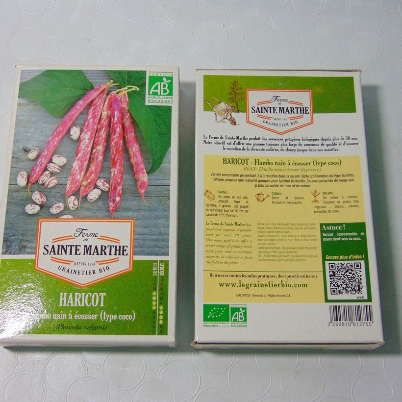 Example of Haricot nain à écosser Flambo Bio - Ferme de Sainte Marthe  le sachet de 180 graines environ (80g) as you get