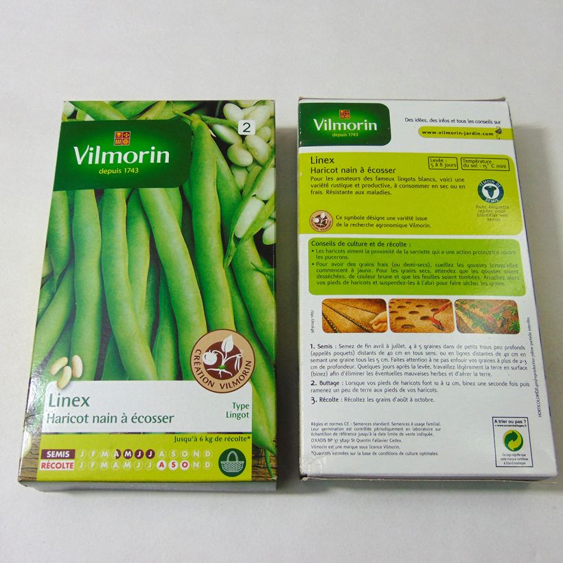 Example of Haricot nain à écosser Linex (Création Vilmorin) - Vilmorin le sachet de 400 graines environ (200g) as you get