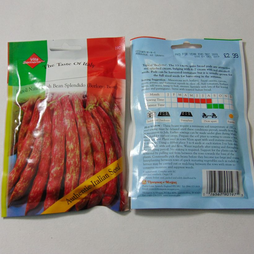 Exemple de spécimen de Haricot nain à écosser Splendido - Haricot Borlotto le sachet de 120 graines environ (60g) tel que livré