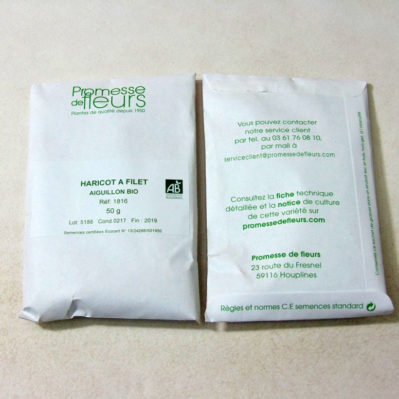 Example of Haricot nain à filet Aiguillon bio le sachet de +/- 200 graines environ (minimum 75g) as you get