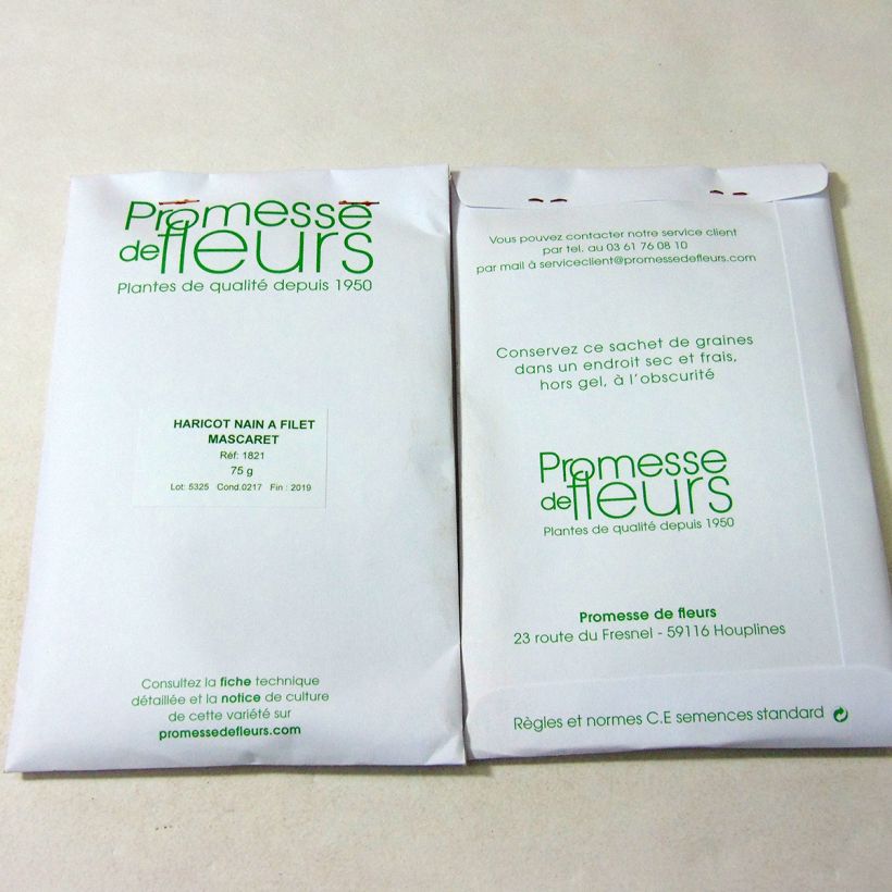 Example of Haricot nain à filet Mascaret le sachet de +/- 200 graines environ (minimum 75g) as you get