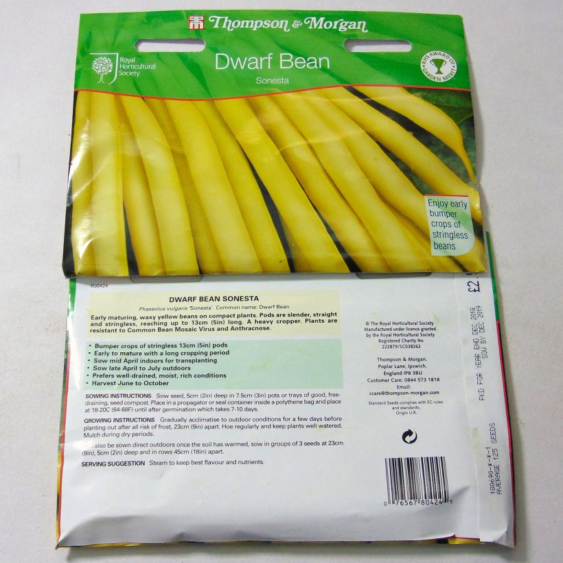 Exemple de spécimen de Haricot nain à filet beurre Sonesta le sachet de 125 graines environ tel que livré