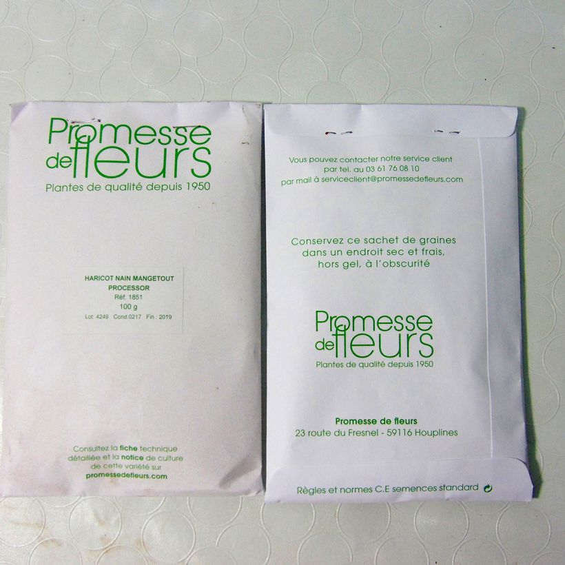 Exemple de spécimen de Haricot nain mangetout Processor le sachet de 250 graines environ (minimum 100g) tel que livré