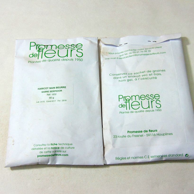 Exemple de spécimen de Haricot nain mangetout beurre Serpedor - Coco plat (type sabre) le sachet de 250 graines environ (minimum 90g) tel que livré