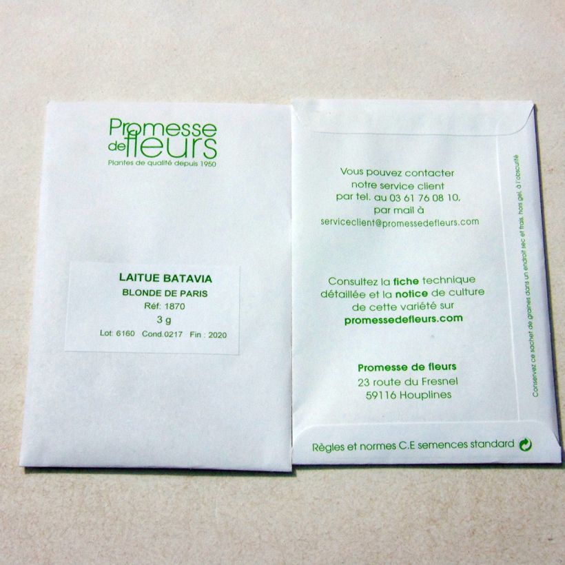 Example of Laitue Batavia Blonde de Paris le sachet de 2500 graines environ (minimum 3g) as you get