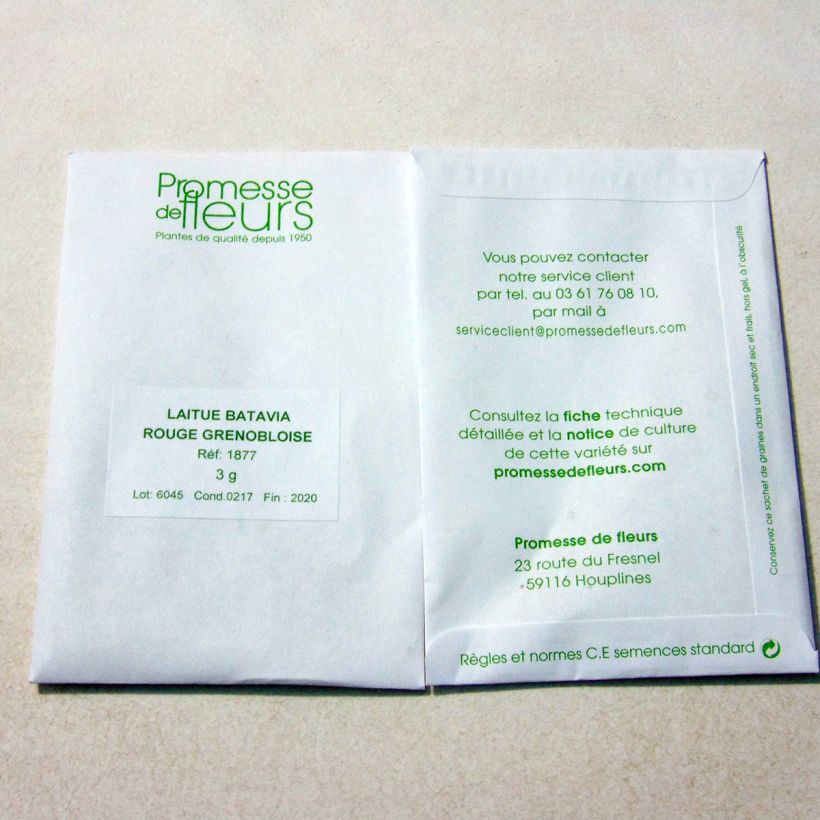 Example of Laitue Batavia Rouge Grenobloise le sachet de 2500 graines environ (minimum 3g) as you get