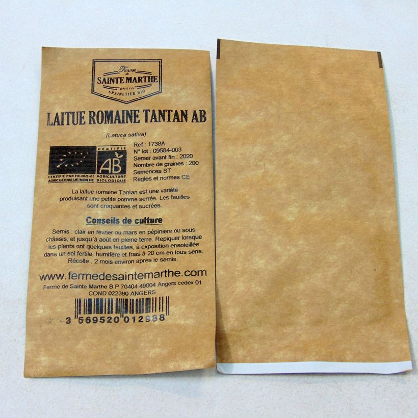 Exemple de spécimen de Laitue Romaine Tantan Bio - Ferme de Sainte Marthe le sachet de 200 graines environ tel que livré