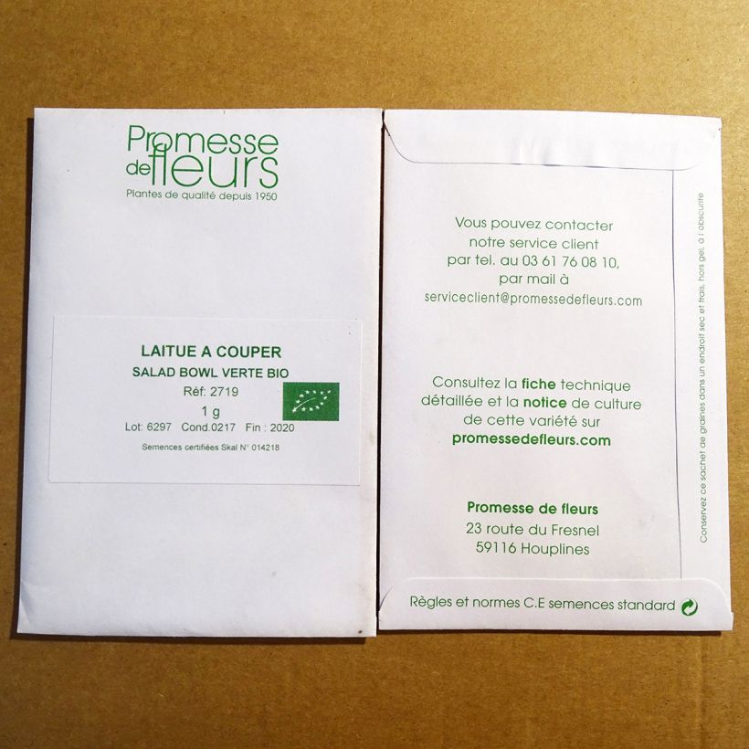 Example of Laitue à couper Salad Bowl verte Bio le sachet de +/- 850 graines environ (minimum 1g) as you get