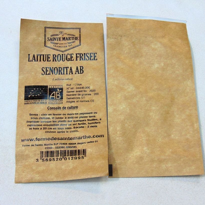 Exemple de spécimen de Laitue à couper Senorita Bio - Ferme de Sainte Marthe le sachet de 200 graines environ tel que livré