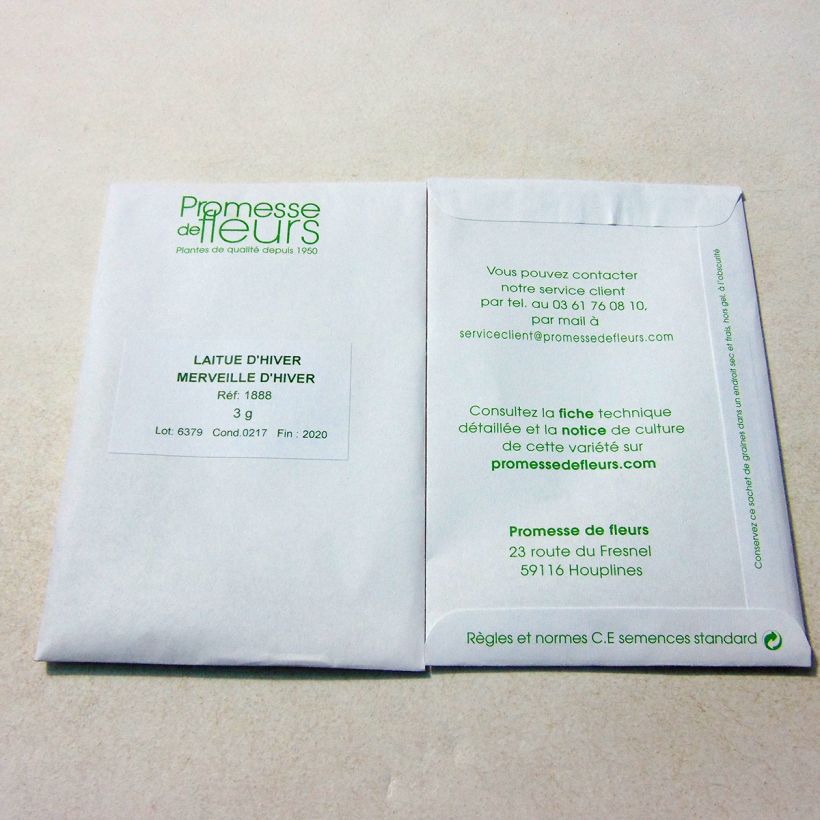 Example of Laitue d'Hiver Merveille d'Hiver le sachet de +/- 2500 graines environ (minimum 3g) as you get