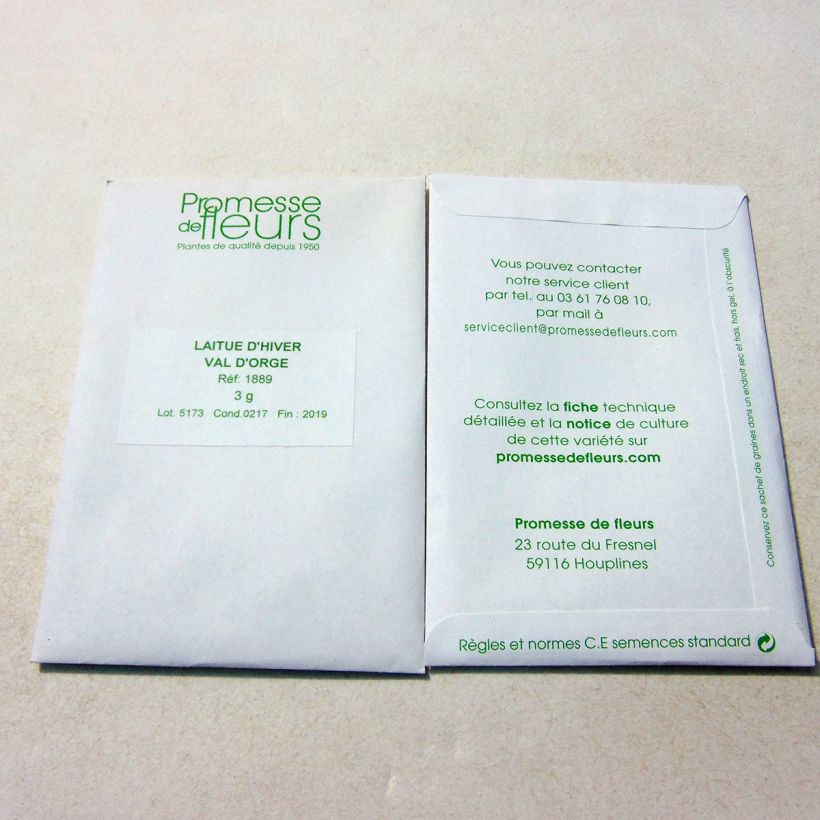 Example of Laitue d'Hiver Val d'Orge le sachet de +/- 2500 graines environ (minimum 3g) as you get
