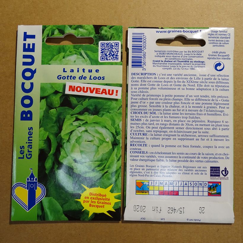 Exemple de spécimen de Laitue pommée Gotte de Loos - Lactuca sativa  le sachet de 1600 graines environ (2g) tel que livré