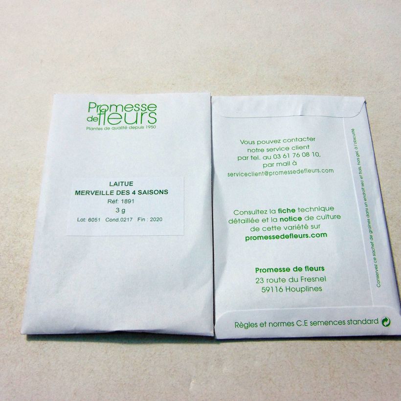 Example of Laitue pommée Merveille des 4 saisons le sachet de +/- 2500 graines environ (minimum 3g) as you get