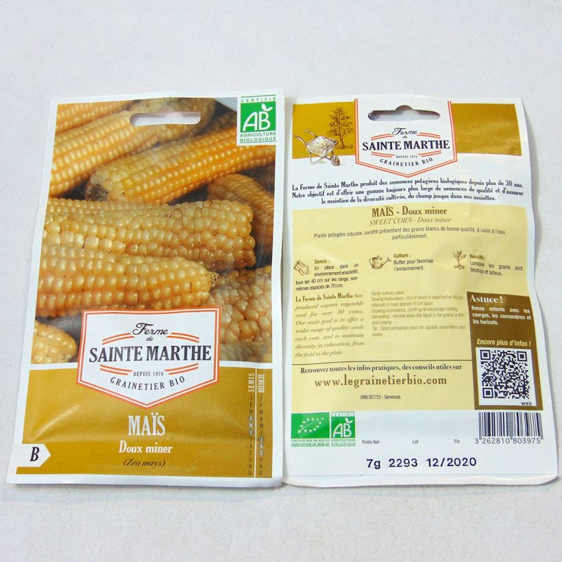 Example of Maïs doux Miner Bio - Ferme de Sainte Marthe le sachet de 50 graines environ (7g) as you get