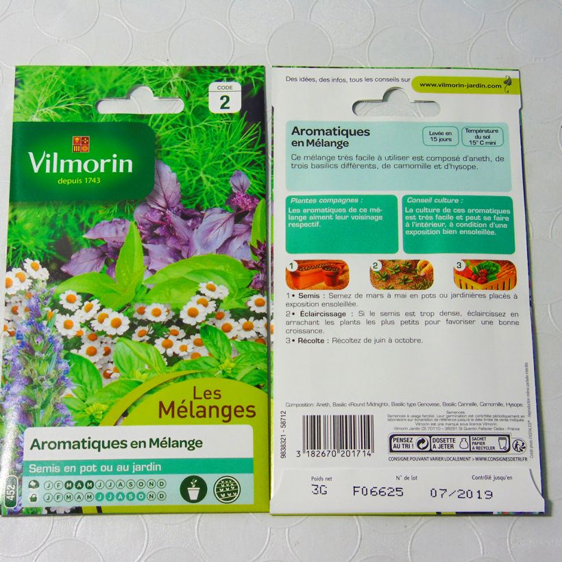 Exemple de spécimen de Mélange d'aromatiques - Vilmorin le sachet de graines de 3 grammes tel que livré
