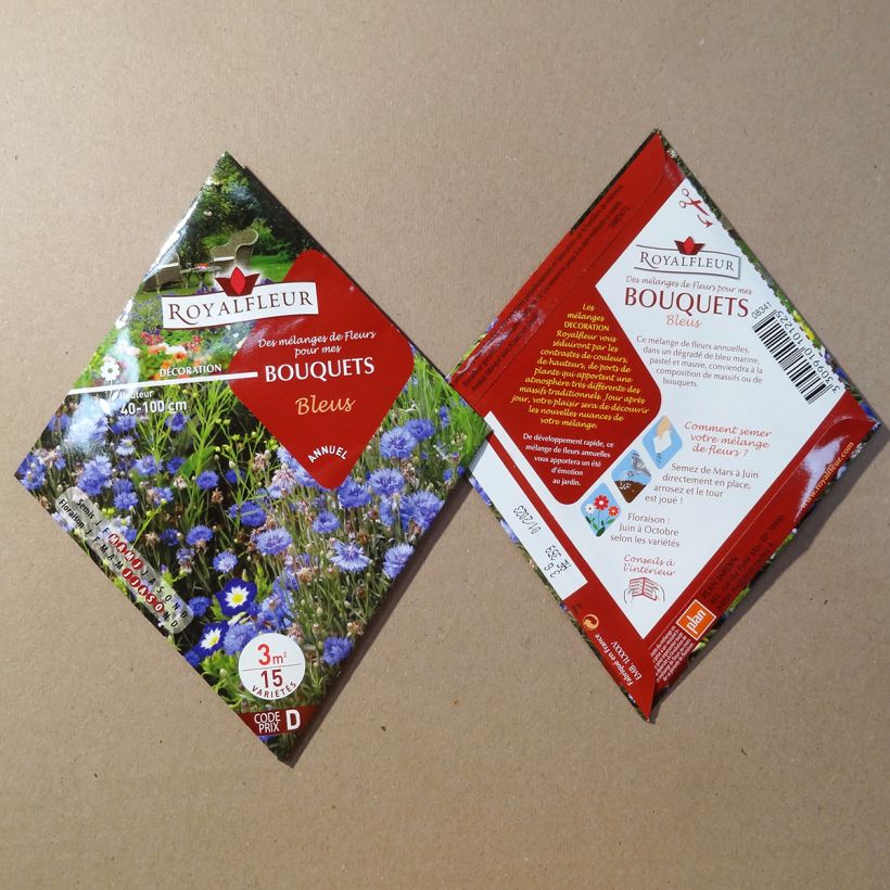 Exemple de spécimen de Mélange de fleurs pour bouquets bleus à semer - Sachet 3 m2 Boite pour 3 m² tel que livré