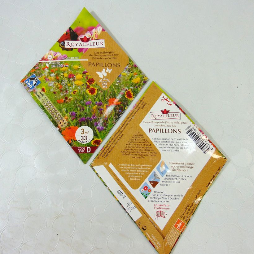 Exemple de spécimen de Mélange pour attirer les papillons - Sachet 3 m2 3,5g de graines tel que livré