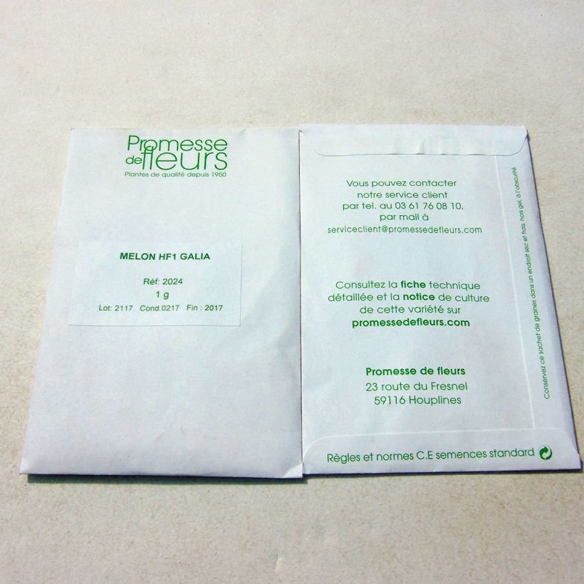 Exemple de spécimen de Melon Galia F1 le sachet de +/- 20 ? 30 graines environ (minimum 1g) tel que livré