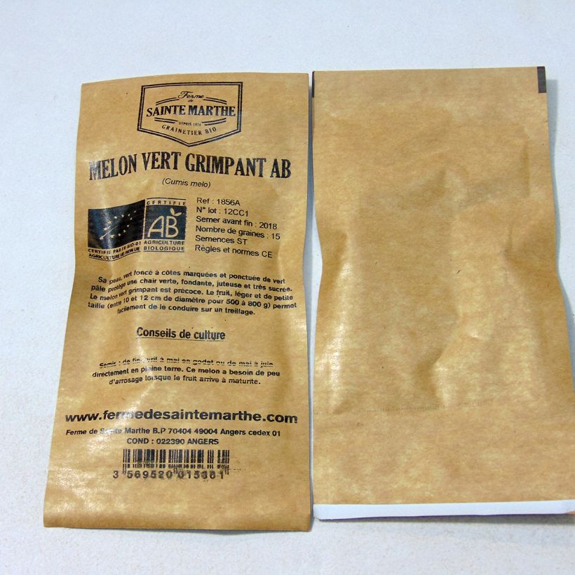 Exemple de spécimen de Melon vert grimpant Bio - Ferme de Sainte Marthe le sachet de 15 graines environ tel que livré