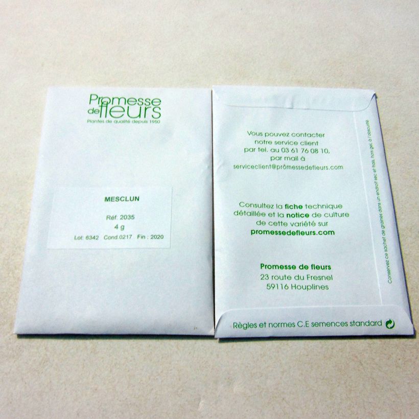 Example of Mesclun le sachet de +/- 3000 graines environ (minimum 4g) as you get