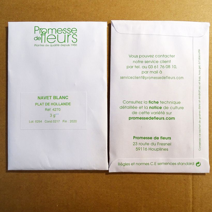 Exemple de spécimen de Navet Blanc plat de Hollande le sachet de +/- 1200 graines environ (minimum 3g) tel que livré