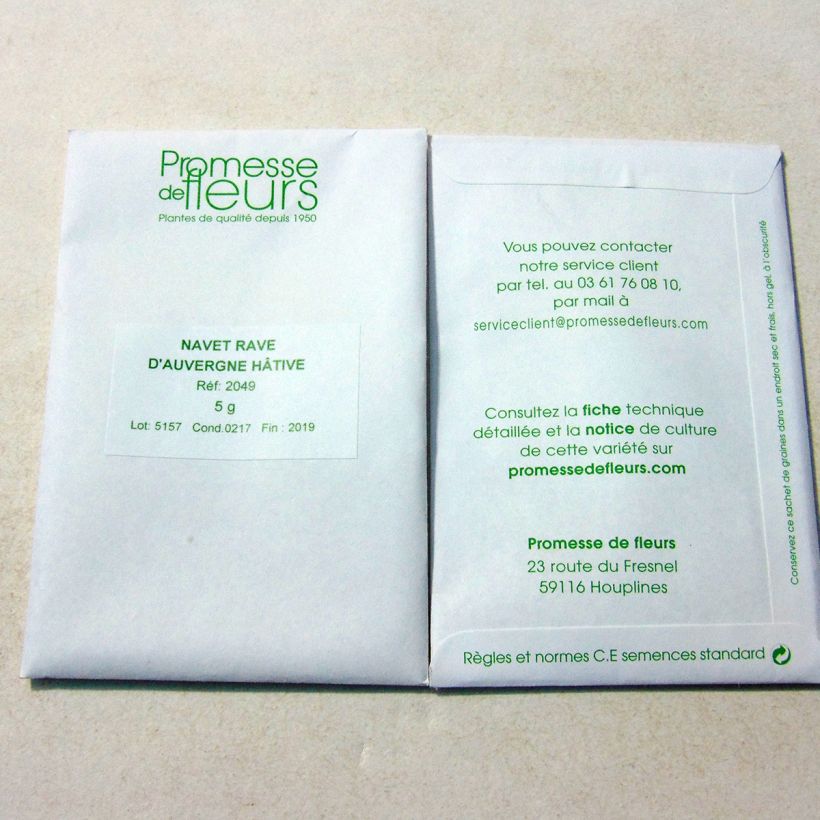 Exemple de spécimen de Navet Rave d'Auvergne Hâtif - Brassica rapa le sachet de 2000 graines environ (5g) tel que livré