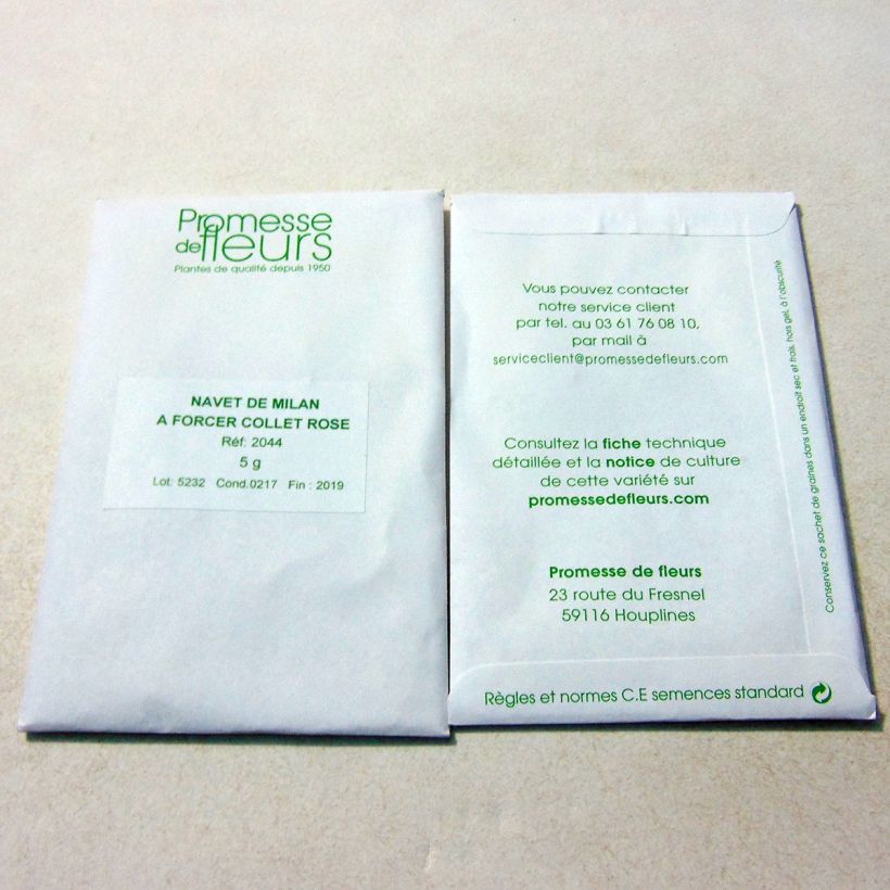 Exemple de spécimen de Navet à Forcer Collet Rose - Brassica rapa le sachet de +/- 2000 graines environ (minimum 5g) tel que livré