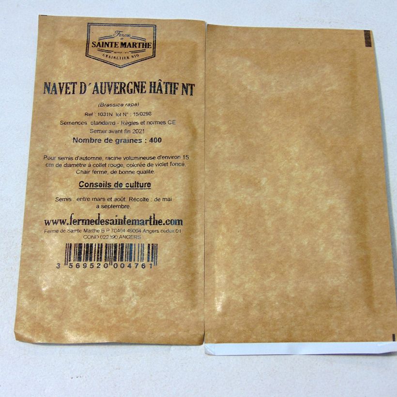 Example of Navet d'Auvergne Hâtif NT - Ferme de Sainte Marthe le sachet de 400 graines environ as you get