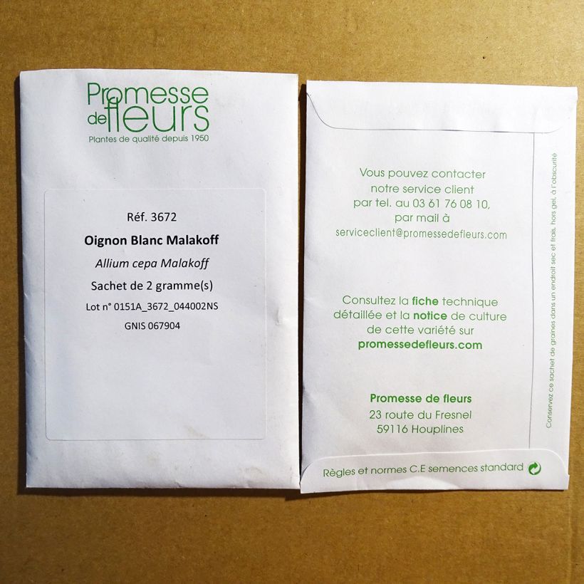 Exemple de spécimen de Oignon Blanc Malakoff - Allium cepa le sachet de 550 graines environ (2g) tel que livré