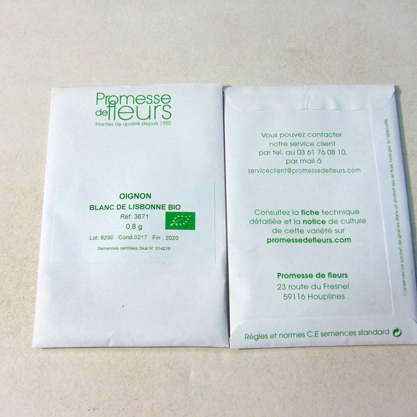 Exemple de spécimen de Oignon Blanc de Lisbonne Bio - Allium cepa le sachet de +/- 200 graines environ (minimum 0,8g) tel que livré