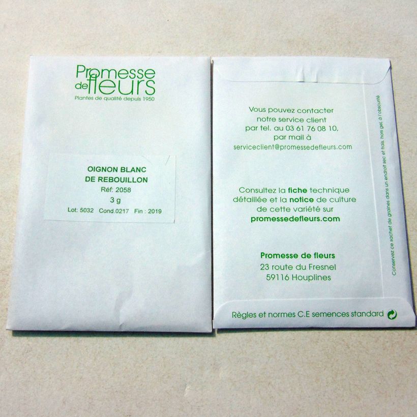 Exemple de spécimen de Oignon Blanc de Rebouillon - Allium cepa le sachet de +/- 600 graines environ (minimum 3g) tel que livré